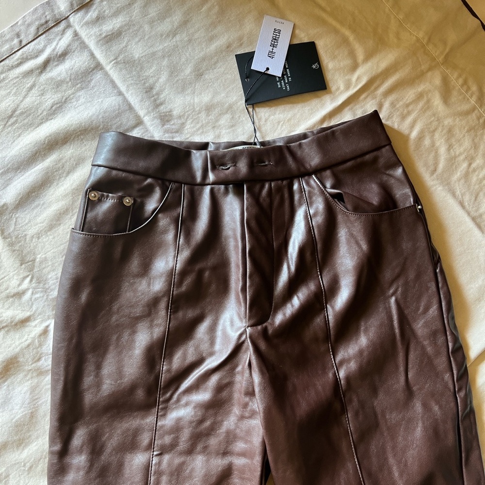 Petite brown leather pants
